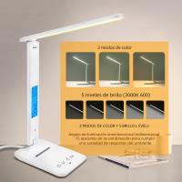 Lámpara De Escritorio LAOPAO 10W QI Carga Inalámbrica Con Calendario Alarma De Temperatura Y Luz De Escritorio Protección Ocular Para Negocios Y Estudio - details 10