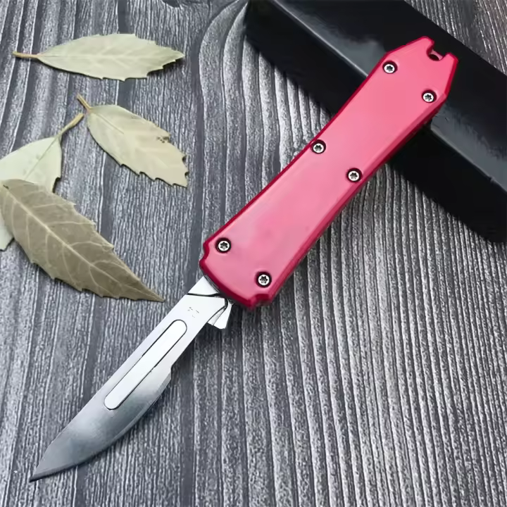 Cuchillo De Bolsillo Mini Assisted Con Hoja De Acero 440C Y Manillas De Zinc Aleación Herramienta De Supervivencia EDC Para Camping Regalo Con 10 Hojas Intercambiables Gratis - 1