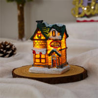 Adornos De Navidad Resina Casa LED Decoración De Árbol De Navidad Juguete Para Niños Esqueleto De Hombre Y Santa Claus Microlandscape - details 3