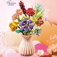 Bloques De Construcción De Bouquet De Flores Eterna Rosa Y Girasol Modelo De Planta Con Vaso Juguete DIY Para Niños Regalos Creativos Decoraciones De Escritorio - details 36