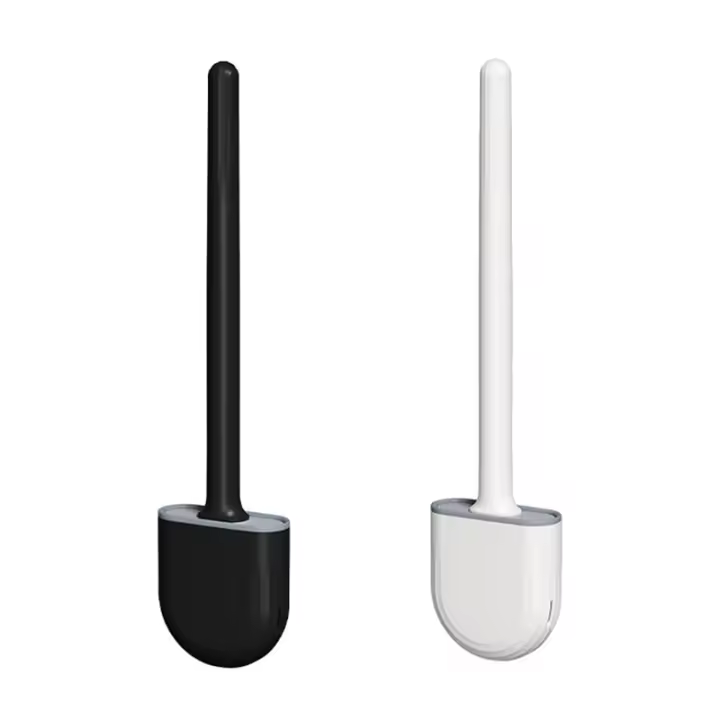 Silicone Toilet Brush and Holder Wall Mounted for Bathroom Quick Drying Efficient Professional Deep Cleaning - 1