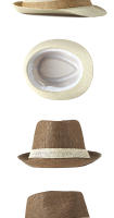 Sombrero De Paja Sólida Para Hombre Y Mujer Sombrero De Playa Al Aire Libre Sombrero De Sol Tejido Con Rayas Con Hebilla Casual Sombrero De Panamá Fedoras - details 5