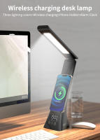 Soporte De Carga Inalámbrica 15W Con Luz De Escritorio Y Reloj LED Tres Colores Dimmer Estación De Carga Rápida Para iPhone - details 0
