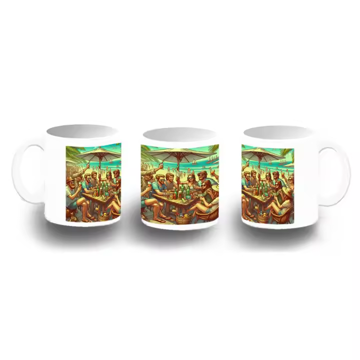MERCHANDMANIA TAZA FOTOLUMINISCENTE playa amigos fiesta chiringuito verano beach club brilla oscuridad - 1