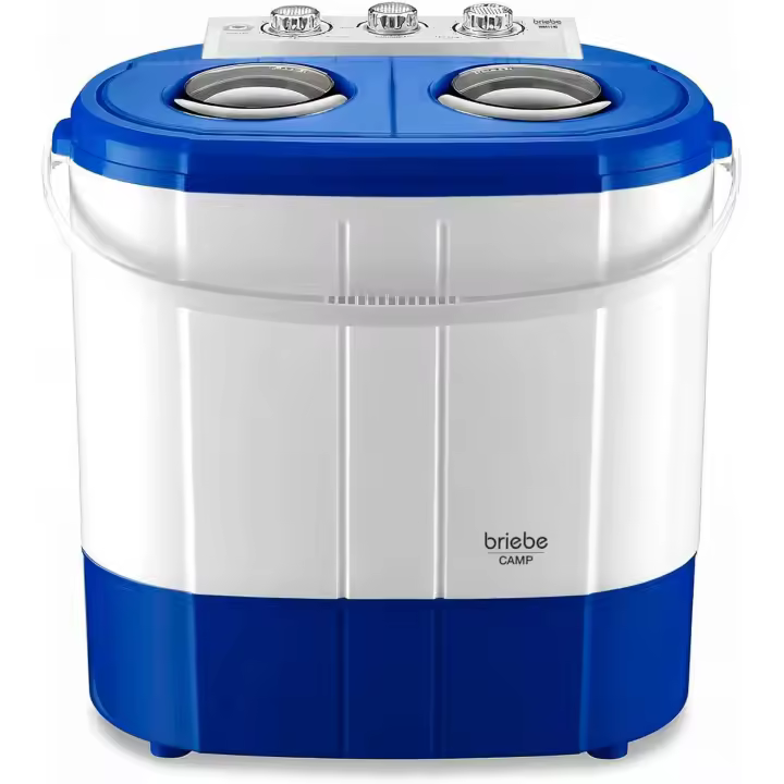 Briebe WM1140 Mini Lavadora Centrifugadora Portátil, 3Kg Lavado, 2 Compartimentos, Programa Lavado 15m, 190 W, Blanco/azul - 1