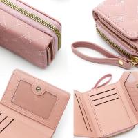 Cartera De Mujer Tri Fold Bolsa De Tarjetas PU Con Múltiples Bolsillos Estilo Coreano Minimalista Bordado De Amor Casual - details 13