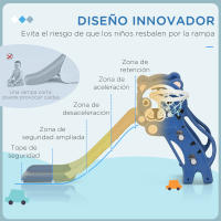 AIYAPLAY Tobogán Infantil 2 en 1 Tobogán para Niños de 18 a 36 Meses con 2 Escaleras 1 Canasta de Baloncesto y Patrón de Tigre para Interior 133x60x70 cm Azul y Gris - details 5