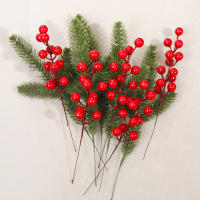 10Pcs Ramas De Pino Artificial Con Bayas Rojas Para Decoración De Navidad Árbol De Navidad Corona De Navidad Regalo De Decoración - details 7