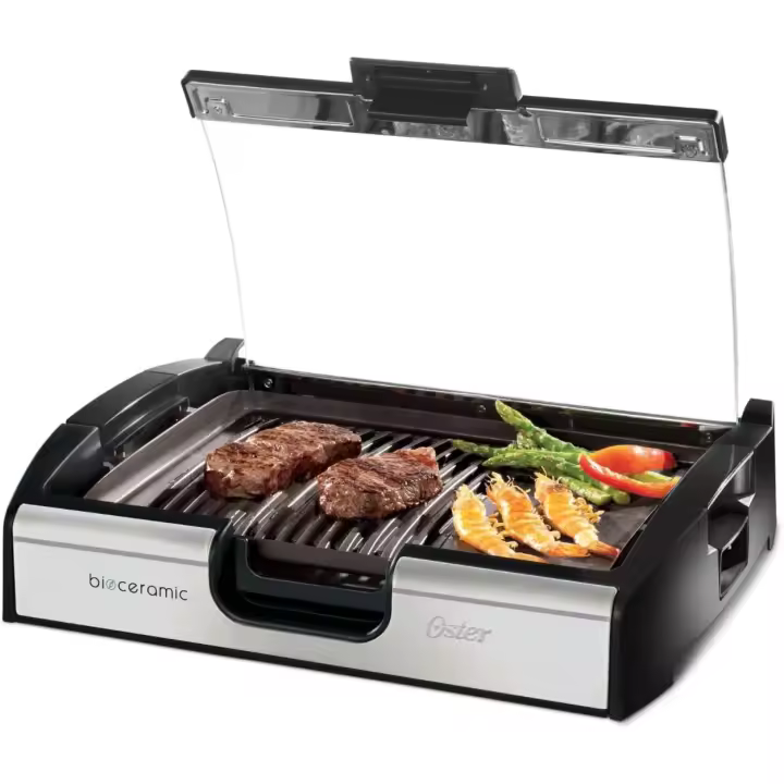 Oster CKSTGR3006-050 - Plancha de asar, cerámica con tapa de cristal BIOCERAMIC - 1