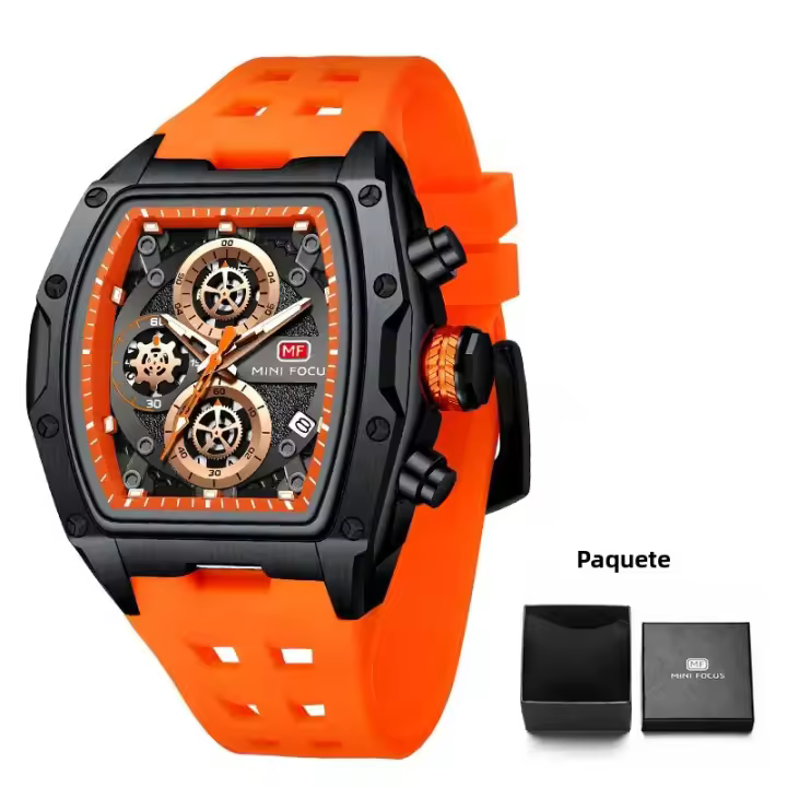 Reloj De Pulsera Deportivo Militar MINI FOCUS Para Hombre Con Cronógrafo Y Manos Luminosas Correa De Silicona Resistente Al Agua Color Azul Moda Casual - 1