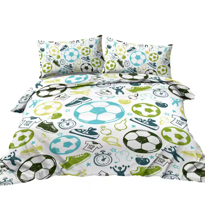 Juego De Edredón Y Fundas De Almohada Deportivo Reversible 3 Piezas Set De Ropa De Cama Moderno Con Estampado De Fútbol Para Todas Las Estaciones - 1