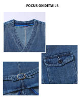 Chaqueta De Denim Para Hombre Chaqueta De Jeans Con Diseño De Cuello V Estilo Casual Todo El Año Prenda Exterior De Moda - details 3