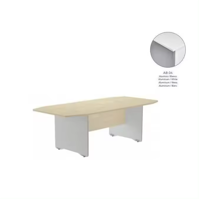 Mesa de reunion rocada meeting 3003ab04 estructura madera gris aluminio tablero madera blanco 220x100x72 cm - 1