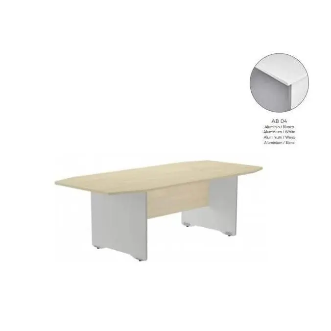 Mesa de reunion rocada meeting 3003ab04 estructura madera gris aluminio tablero madera blanco 220x100x72 cm - 1