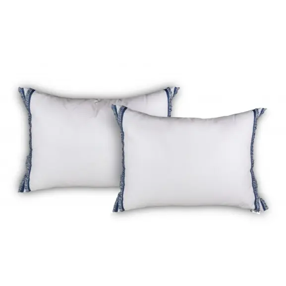 TAPIDECOR JUEGO 2 FUNDAS COJIN BLANCAS FLECO AZUL 70X50 COLECCION CACHEMIR BLUE - 1