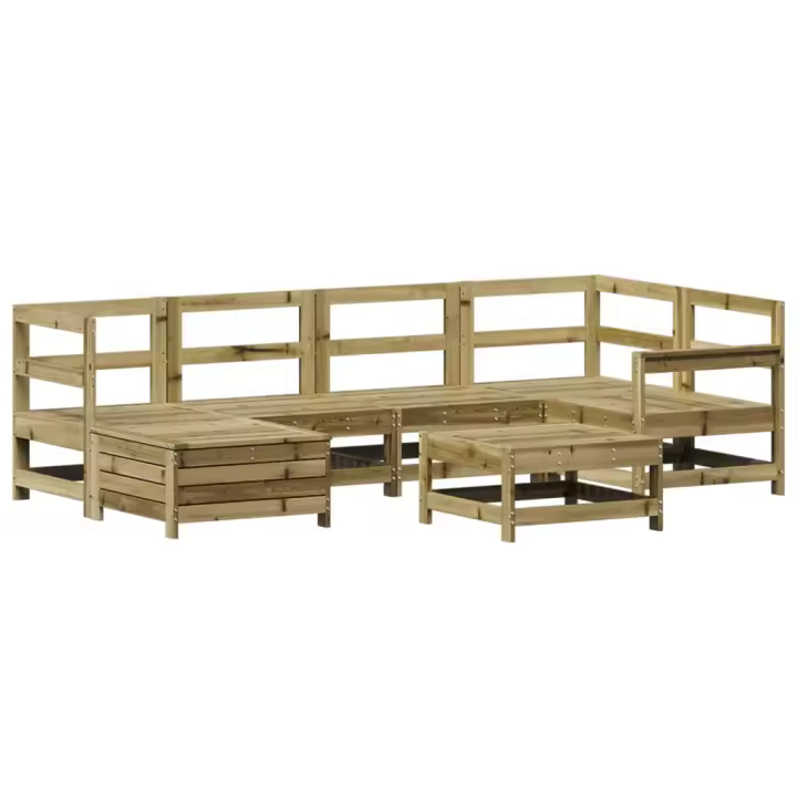 vidaXL Juego de sofás de jardín 7 pzas madera de pino impregnada - 1