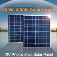 Kit De Placa Solar Fotovoltaica 1000W 500W 12V Con Controlador De 100A Para Baterías Rápidas Adecuado Para Hogares Camping RV - details 0