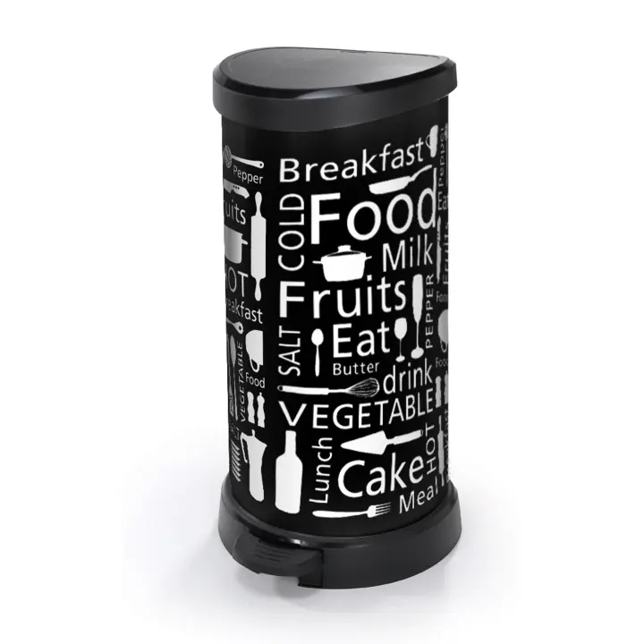 CURVER Cubo basura papelera 40 litros negro con letras blancas Cocina 35x31x70 AxPxAlto - 1