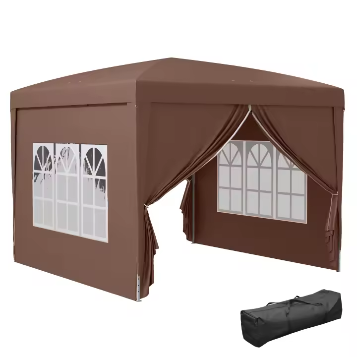 Outsunny Carpa Plegable con 4 Paredes Desmontables 3x3 m Cenador de Jardín Gazebo Impermeable Protección UV y Bolsa de Transporte Pabellón para Recepción Eventos Camping Cerveza - 1