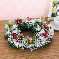Corona Navideña Artificial De 20/30/40cm Decoración Para Puerta Delantero Con Adornos Colgantes Feliz Navidad Y Año Nuevo - details 2
