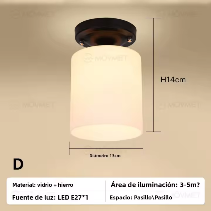 Lámpara De Techo LED Simple Con Cabeza Individual En Vidrio Y Metal Para Foyer Cloacri Cocina Balcón Baño Pasillo Dormitorio Y Escalera Estilo Rustico Art Deco - 1