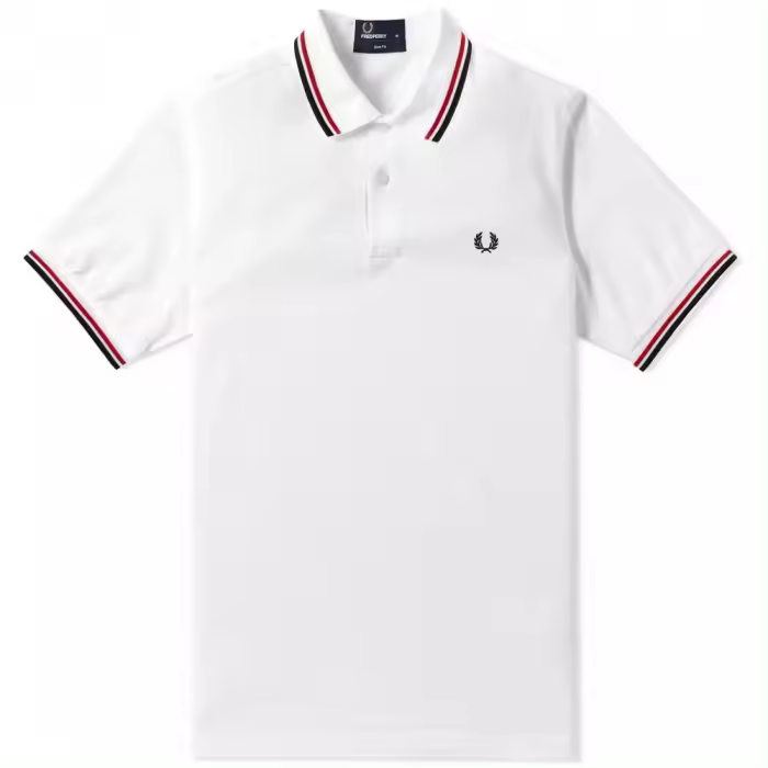 Fred Perry Slim Fit Twin Tipped Polo White Red Navy - 1