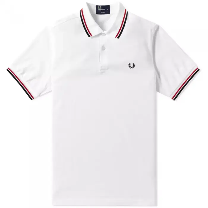 Fred Perry Slim Fit Twin Tipped Polo White Red Navy - 1