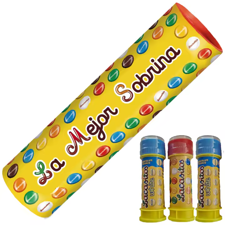 Lacasitos Megatubo 1,5 KG-La mejor sobrina + 3 POMPEROS LACASITOS - 1