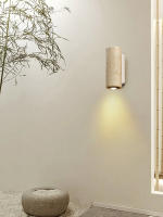 Lámpara De Pared De Piedra Travertino Amarilla Estilo Japonés Wabi-Sabi Para Dormitorio Y Comedor Luz Exterior Retro Diseñador - details 6
