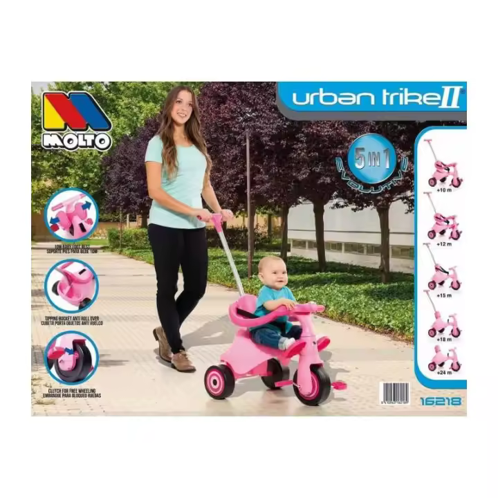 Triciclo infantil Molto Urban Trike II City 5 en 1 Rosa - 1