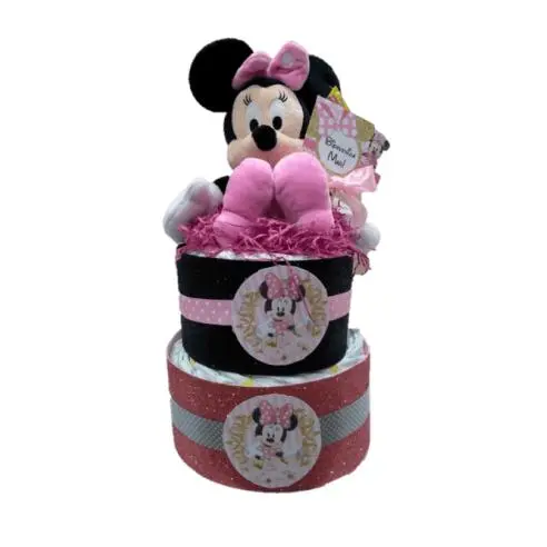 Tarta de pañales Minnie. La Cestita del Bebé. Pañales Dodot Sensitive - 1