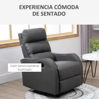 HOMCOM Sillón Relax con Reclinación Manual hasta 160°con Reposapiés Retráctil Esponja de Densidad Tapizado en PU 65x89x100cm - details 5