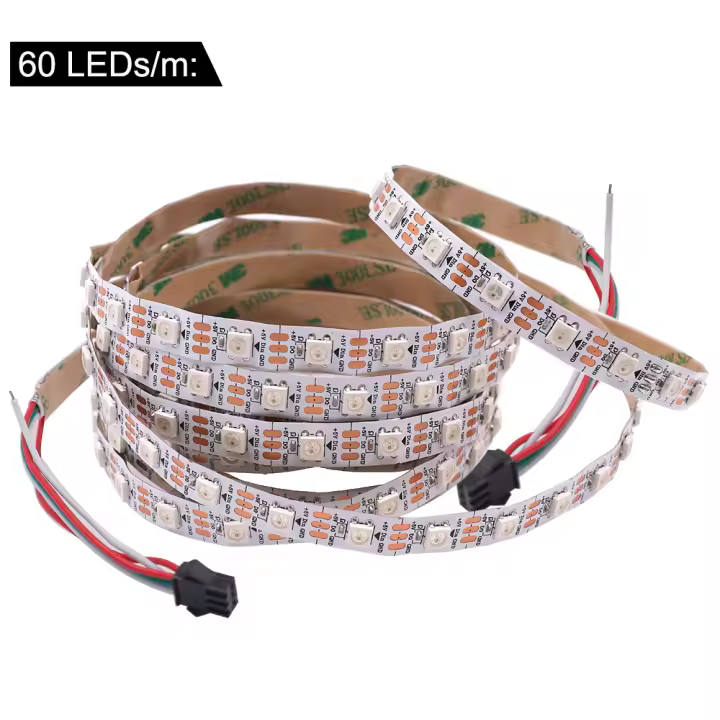 Tira De Luces LED RGB WS2812B SMD5050 30/60 LEDs/m Flexible Decorativa Inteligente Con Dirección Addressable Para Sala De Estar - 1