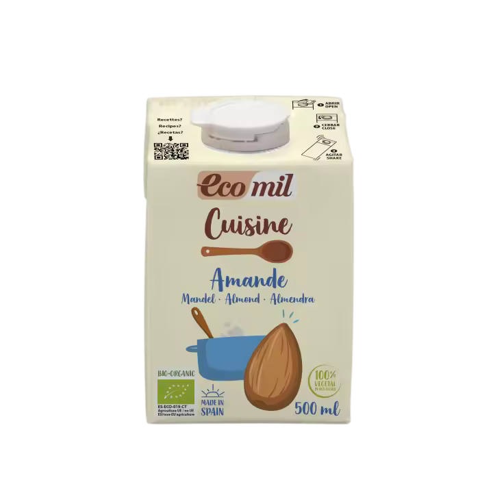 Pack 6x Nata de Almendra Ecológica Ecomil 500 Ml - Alternativa Vegana a la Nata - 1