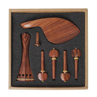 Juego De Accesorios Para Violín 7 Piezas Set Inlaid De Rosas Madera De Cerezo Con Reposabrazos Ajuste De Tono Y Pie De Vino Para Violines 3/4 Y 4/4 - details 3