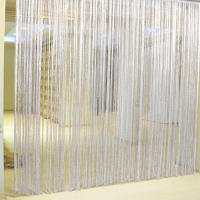 Cortina De Puerta Decorativa 100cm X 200cm Enhebrado Plateado Para Bodas Eventos Hoteles Salones De Estudio Con Borla De Hilo De Plata - details 7