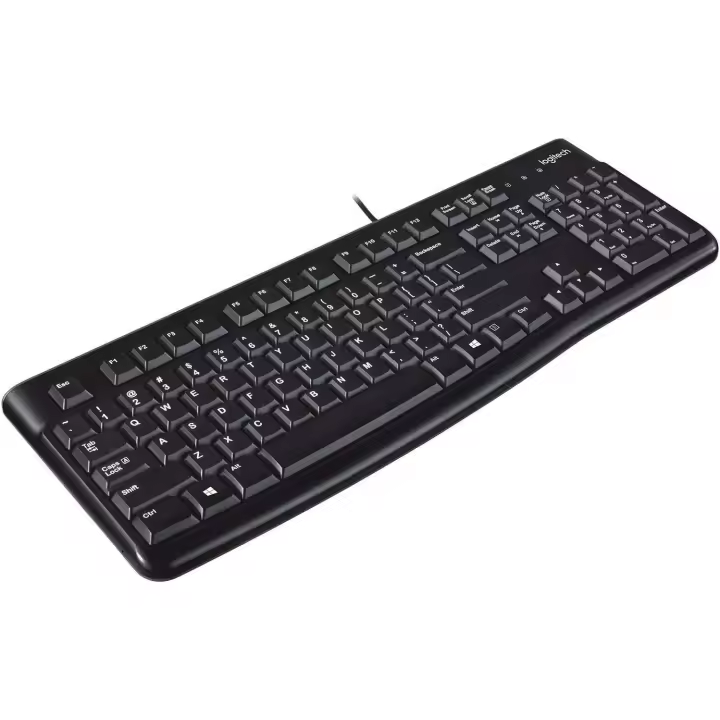 Logitech K120 Teclado con Cable para Windows, Tamaño Normal, Resistante a Líquido, Barra Espaciadora Curvada, PC/Portátil, Disposición QWERTY Español, color Negro - 1