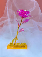 Regalo Creativo De Día De San Valentín Rosa De Oro 24K Duradera Decoración De Boda Iluminación De Flores Eterna Amarillo Y Rojo Para Aniversarios Cumpleaños Bodas - details 16