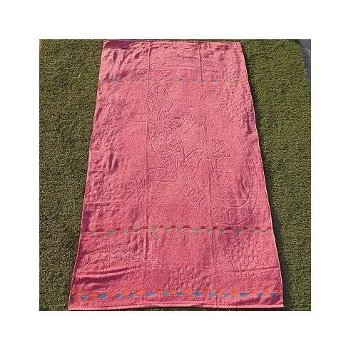 Toalla de Playa Lagarto Rosa Fluor 100% Algodón Dhestia Home    toallas de playa - 1