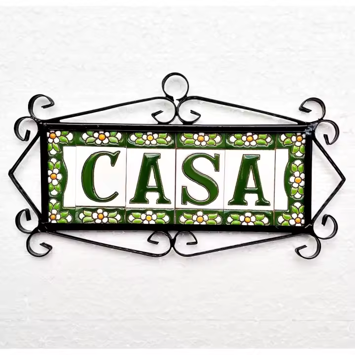 Azulejos de Cerámica Pintados a Mano VERDE-ARTE - Letras y Números Esmaltados - 7.5cm (3 Pulgadas) - 1