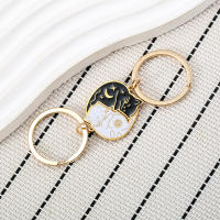 Llavero Creativo De Gato Con Sol Y Luna En Blanco Y Negro Para Parejas Amantes Regalo De San Valentín Llavero De Acero Inoxidable Para Mujeres Hombres Niños - details 0