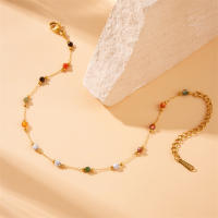 DIEYURO 316L Pulseras De Tobillo En Acero Inoxidable Para Mujer Con Cuentas De Colores Naturales Y Zirconia Moda Joyería Impermeable Regalo - details 10