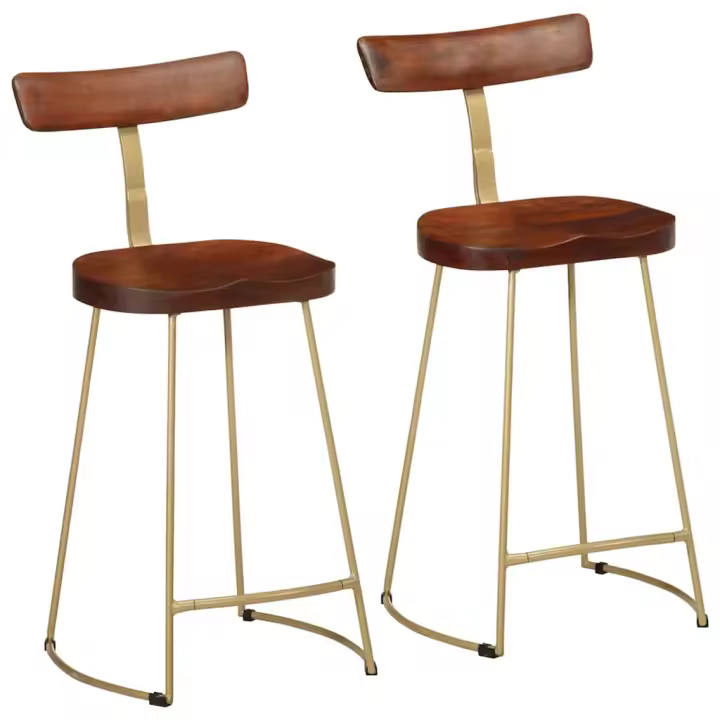 vidaXL Taburetes de barra 2 uds 49x43x88 cm madera maciza de mango - 1