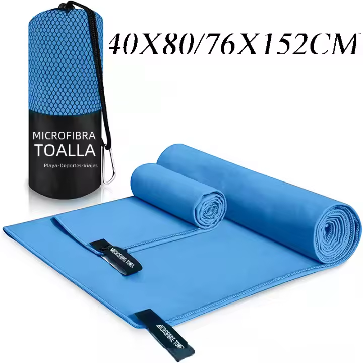 Toalla Deportiva Secado Rápido 40x80/76x152CM Azul Gris Verde Naranja Para Natación Gimnasio Camping Running Playa Toalla De Lavado - 1