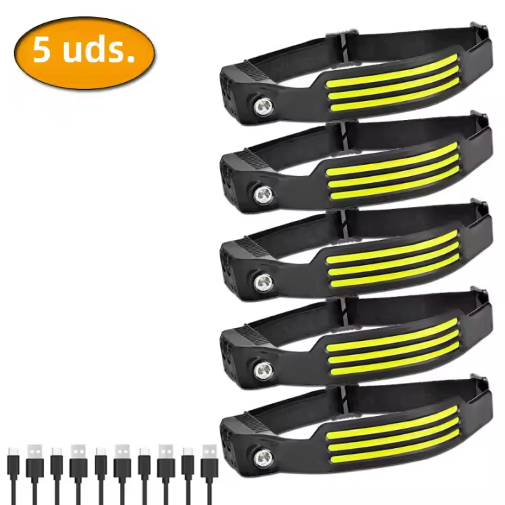 Linterna Frontal LED Recargable USB Con Batería Integrada 5 Modos De Iluminación Impermeable Para Camping Pesca Y Actividades Al Aire Libre - 1