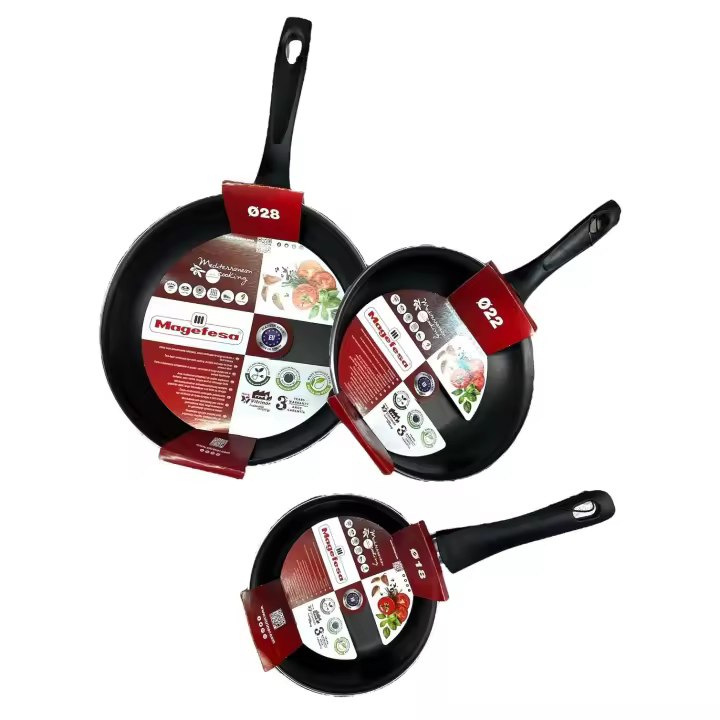 MAGEFESA -Sartenes de cocina, sartén disponible en varias medidas 18, 20, 22, 24, 26, 28 y 30cm, acero vitrificado exterior, rojo& K2 Gransasso de Acero vitrificado, Gas, Electrico, Inducción, Vitroceramica. Apto para lavavajillas - 1