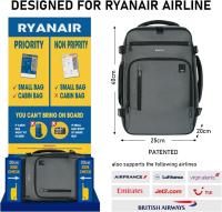Ryanair Mochila de viaje Avión de cabina 40x20x25 Maletas de viaje de cabina Bolsa de viaje Bolsa de ordenador portátil Estuche de mano Debajo del asiento Mochila Eco para mascotas para equipaje de mano 20L, gris, 40x25x20 cm, portátil - details 4