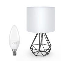 Aigostar - Lámpara de Mesa Estilo Retro Industrial, Portalámparas de Casquillo Fino E14, Lámpara Decorativa con Base Metálica y Tulipa Blanca, Perfecta para Decorar Cualquier Estancia - details 0