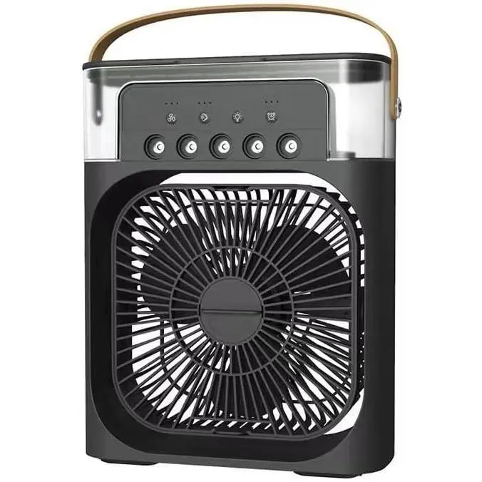 Mini aire acondicionado portátil 4 en 1, mini ventilador refrigerador de agua, climatizador silencioso, ventilador evaporación humidificador tipo C con temporizador - 1