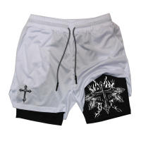 Shorts De Entrenamiento Para Hombres Con Estampado Cristianos 2 En 1 Para Correr Y Gimnasio Con Bolsillo Para Teléfono Y Anillo De Toalla - details 13